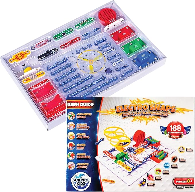 Science Kidz Electronics Kit - 188 Science Experiments Set for Kids | Age 5-10 Years Old - Electric Circuits Experiment Set - Educational STEM Toys
