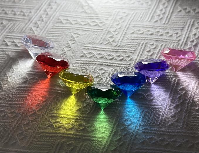 Niceup 52PCS Kids Gems Diamond Toys 1.57in Treasure Jewels Pool Diving Swimming Game Toy Crystal Acrylic Plastic Gemstones for Pirate Mermaid Princess Party Favors Decor