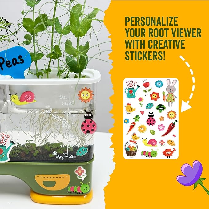 Gardening Root Viewer for Kids - Planting Kits with Seeds & Garden Supplies - Grow Your Own Seed - Home & Classroom Science Stem Learning - Plant Growing Spring Farm Toys & Gifts for Ages 6 Up