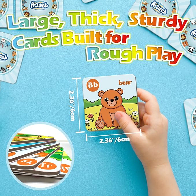 Aizweb Alphabet Match Game,Memory Game,52 Pcs ABC Learning Letter Flash Cards for Toddlers Ages 3 4 5,Educational Toys for Pre K Preschool Kindergarten Learning Activities Classroom Must Haves