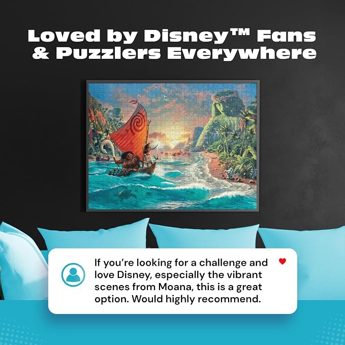 Ceaco - Thomas Kinkade Disney - Moana - 1000 Piece Jigsaw Puzzle for Adults | Thomas Kinkade Disney Art, Made in USA, Recycled Board, Finished Size 26.6 x 19 in, Includes Poster, Frameable Art, Giftable
