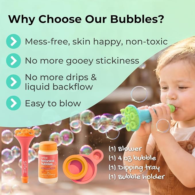 Innobaby Spike Bubble Blower w/Mess Free Botanical Bubbles & Tray - Pink