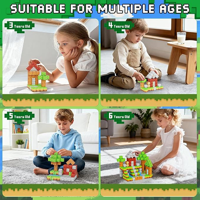 Magnetic Blocks 103PCS 1 inch Magnetic Building Blocks, Magnet Tiles Stacking Cubes Toy for Kids Build Forest World Set, STEM Game Toys for Boys Girls Age 3 4 5 6 7 8 Year Old Christmas Birthday Gifts