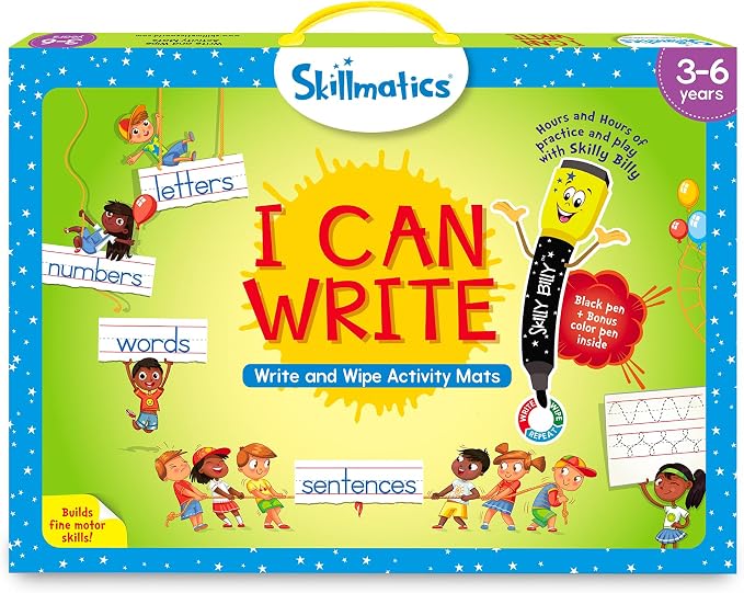 Skillmatics I Can Write – Preschool Learning Activity Book, Gift for Kids | Reusable Write and Wipe Mats, Educational Toy, Back to School, Montessori Gifts for Students, Kids, Toddlers Ages 3, 4, 5, 6