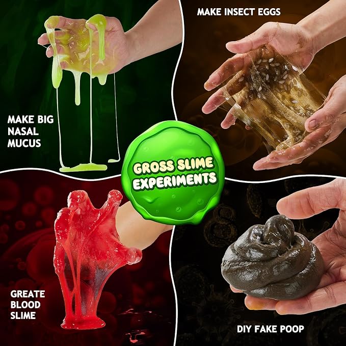 75+ Gross Science Kit for Boys, Science Slime Kit | Christmas Birthday Gift Ideas for Kids 8-10-12, Chemistry Set with Brain Dissection, Poop Experiment, STEM Toys