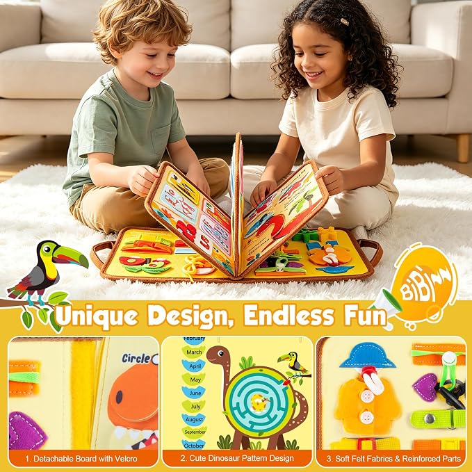 Busy Board Montessori Toys for 2 Year Old Boy Girl Birthday Gift Busy Book | Educational Learning Sensory Busy Book for Toddlers, Activity Books for Toddlers, Ages 2-4 Airplane Car Travel Toys