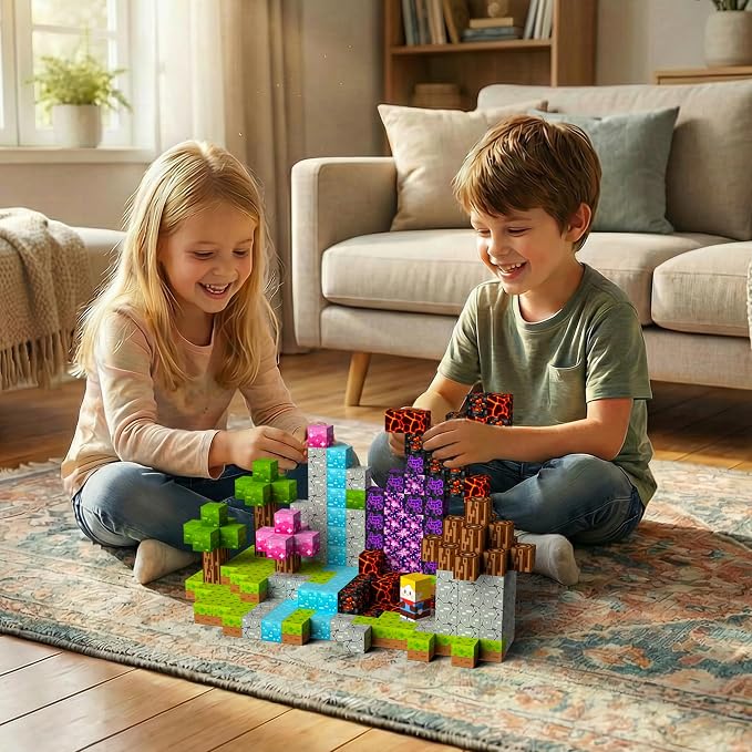 Mini Magnetic Blocks Travel Set 60PCS Building Cubes for Kids with Case | Travel Toys for Kids 4-8 Toddler , Airplane Car Road Trip Essentials, STEM Learning Toy, Gift for Boys and Girls