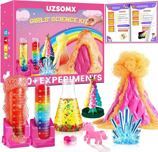 Girls Science Kit for Kids 150+ Educational Projects with Chemistry | Science Experiments, Stem Toy Learning, Educational Projects, Chemistry , Crystal Growing, Volcano Science Kit for Kids 4t-8t