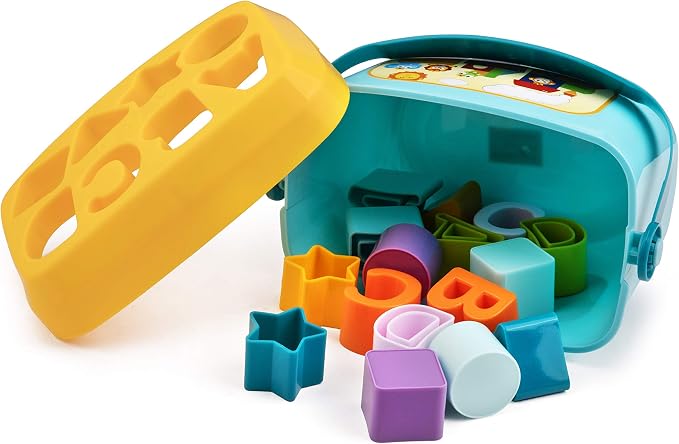 Playkidz Shape Sorter Baby and Toddler Toy, ABC and Shape Pieces, Sorting Shape Game, Developmental Toy for Children 18 Months+