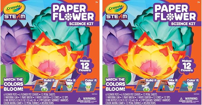 Crayola Paper Flower Science Kit, Color Changing Flowers, Gift for Kids Ages 7, 8, 9, 10 (Pack of 2)