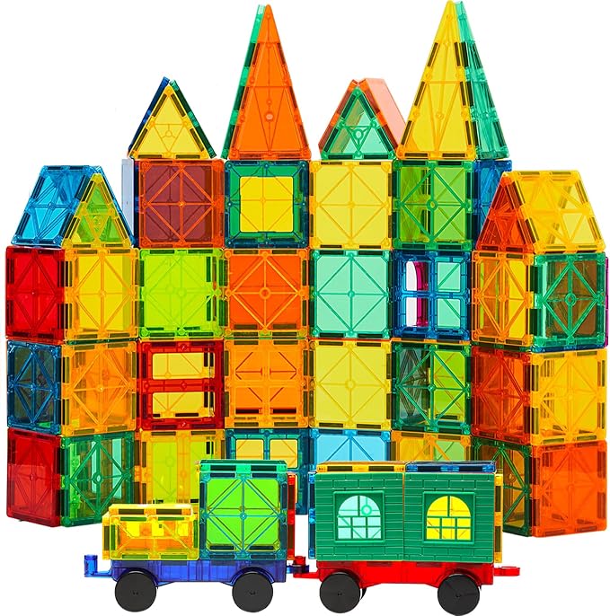 CuteTiger Mangetic Tiles, 100PCS Magnet Building Toys, Magnetic Building Set for Kids, Stacking Blocks, Perfect STEM Toys Gift for Boys and Girls