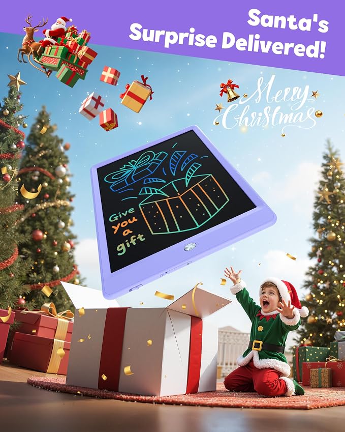 LCD Writing Tablet for Kids, 10-inch Coloring Drawing Pad, Mess Free Doodle Board, Airplane Travel Toys for Boys and Toddlers, Road Trip Essentials, Gifts for 3 4 5 6 7 8 Year Old Girls(Purple)