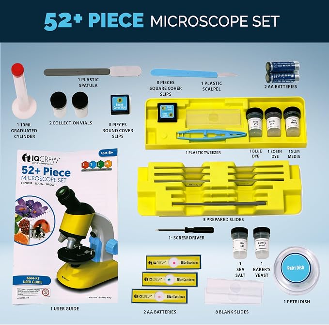 AmScope M44-KT-WM 200X Compound Starter Microscope Kit w/Dual | 100X-1200X Magnification Range Compound Biological Microscope Built-In LED Illumination Built-In Condenser