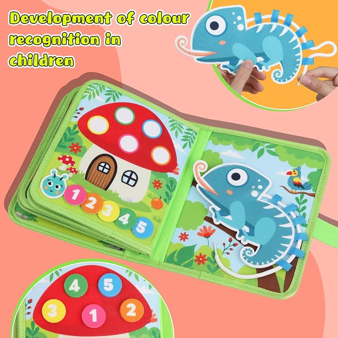 Busy Book for Toddlers Montessori Toys- Busy Board for 1-3 Year Boy Gifts Girl Toys Educational Learning Quiet Activity Books Toddler Airplane Travel Toy for 1 Year Old Birthday