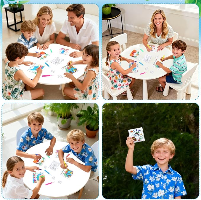 24 Set Summer Crafts for Kids Bulk, Summer Ocean Activities Puzzle with Mermaid Fish Starfish Animal, Camp Beach Arts and Crafts Classroom Gifts, Under the Sea Theme Party Favors, June Coloring Games