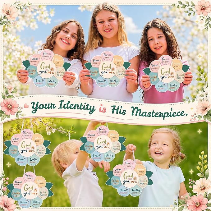 Capoda 28 Sets Sunday School Crafts for Kids God Says You are Sunflower Crafts DIY Christian Religious Sunflower Gifts for Kids Sunday School VBS Classroom Church Activity Supplies (Pastel,Boho)