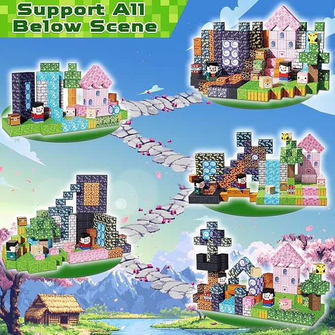 GraceDuck Magnetic Blocks - 200 PCS Build Dark Adventure Forest Castle - Magnetic Toys for Montessori Toddler Christmas Birthday Gifts STEM Sensory Toys for 3 4 5 6 7 8 9 10 Year Old Boys & Girls