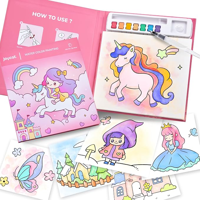 JoyCat Paint with Water Coloring Books for Toddlers (Magical Pony) | Watercolor Painting Set for Kids Ages 3-5 & 4-8, Arts & Crafts Drawing Activity Travel Toy, Birthday Gifts for Boys & Girls