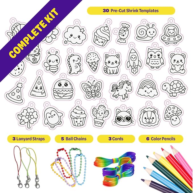 Shrinky Magic Craft Kit for Kids - Shrink Kit for Girls - Birthday Gift | Arts and Crafts for Kids Ages 4-8, 6-8, 8-12 - Gift for Girls 6 7 8 Year Old - Toys for Girls 8-10 - Gift for Boys Ages 6+