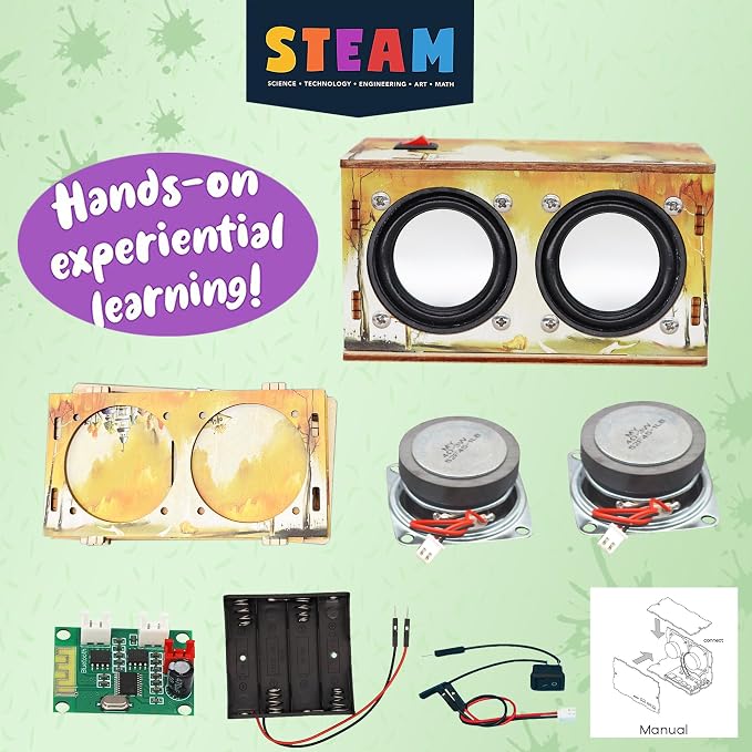 Gifts for Teen Girls Boys - Science Kits for Kids Age 8-10-12-14 - Crafts for Girls 8-12| STEM Toys Build Bluetooth Speaker Kit| DIY Electronic Projects 9 11 13 15 16+ Year Old (Printed Wooden)