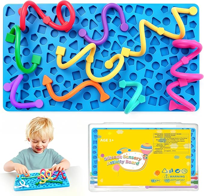 Sensory Activity Board Airplane Travel Essentials Fidget Toys for Toddlers Kids，Silicone Autism Quiet Calming Down Restaurant Car Ride Road Trip Toys