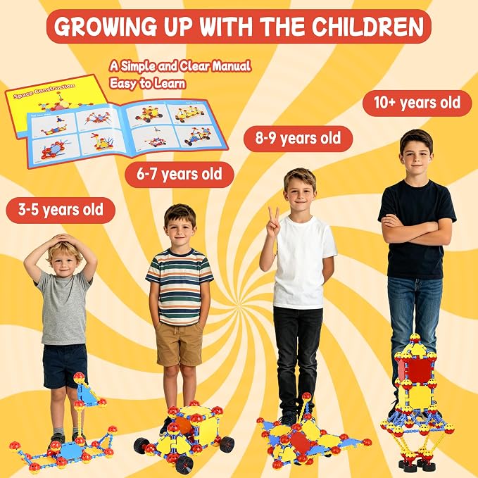 160 Pcs STEM Building Toys for Kids,Educational Engineering Blocks Kits for 4 5 6 7 8+ Year Old Boys & Girls with Storge Box,Learning Toys Sets & Birthday Gift for Toddlers