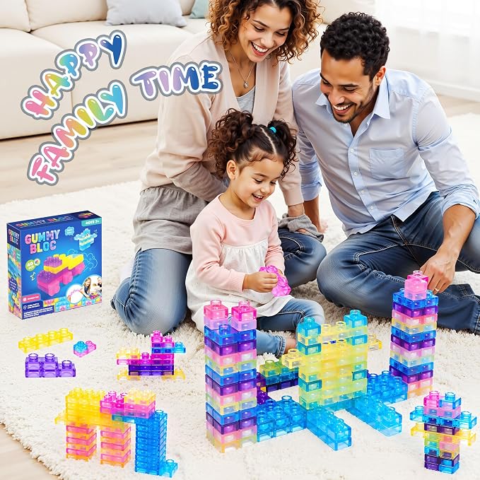 40 PCS Sensory Soft Building Blocks for Toddlers Kids, Squishy Stacking Toy | Preschool Educational Creative Play, Montessori Squeezable, Stretchable Early Learning Construction Playset, Puzzle Blocks
