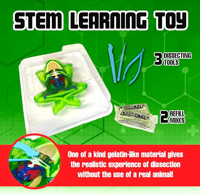 Dissect-It, Deluxe Frog Dissection Kit, STEM Toys for Kids, Ages 6+ | Examine Realistic Frog Organs, Veins, Arteries & Complete Skeleton, Then Rebuild with 2 Included Gel Refill Packs
