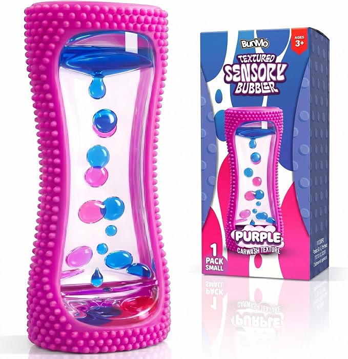 BUNMO Liquid Motion Bubbler Sensory Toy for Kids & Adults – Gentle Fidget Toy for Mindfulness – Stimulating Visual Sensory Experience – Colorful Bubble Fidget Timer for Desk & Travel - Purple