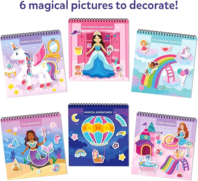 Skillmatics Peelies – Unicorns & Princesses, Reusable Sticker Activity Book | 100+ Reusable Stickers, Mess-Free Fun for Toddlers & Preschoolers, Travel Toy, Gifts for Kids Ages 3, 4, 5, 6, 7