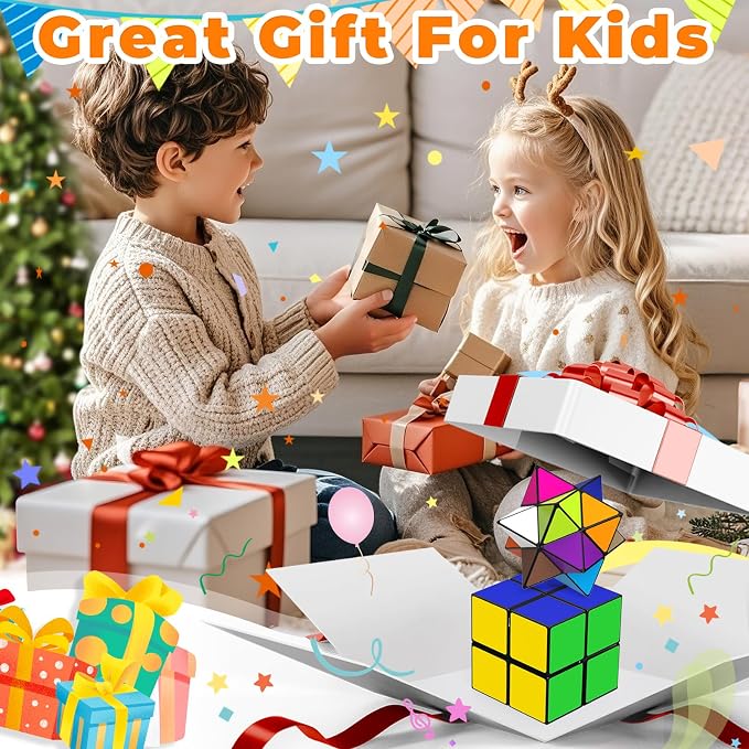 Euclidean Cube Fidget Toys for Kids 2 in 1 Star Cube Magic Cube Puzzle Toys | Fidget Cube for Kids and Adults, Yoshimoto Cube Travel Toy Stress Relief for All Age, Birthday Gifts for Boys Girls Ages 8-12