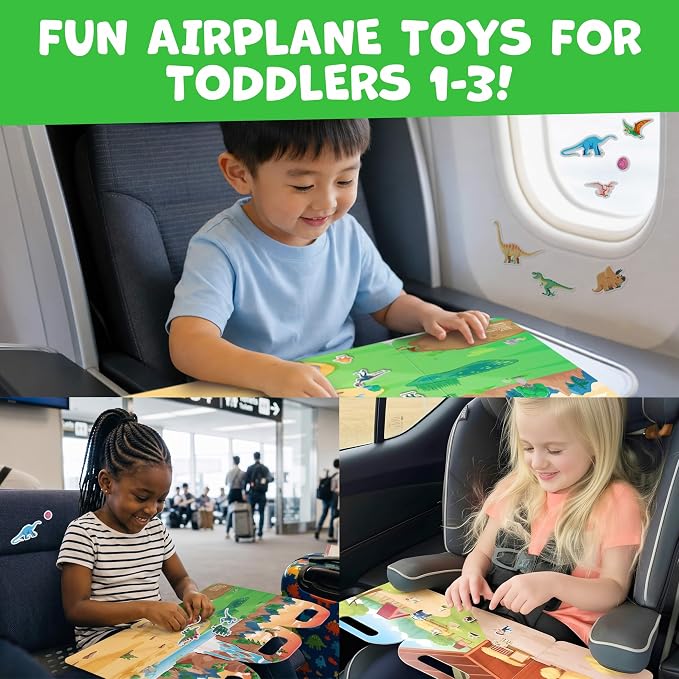 Reusable Sticker Books for Toddlers 1-3, Stickers for Toddlers 2-4 Years - Stickers for Kids Airplane Toys for Toddler 1-3, Toddler Travel Toys - Reusable Sticker Book Birthday Gifts for Boys Girls
