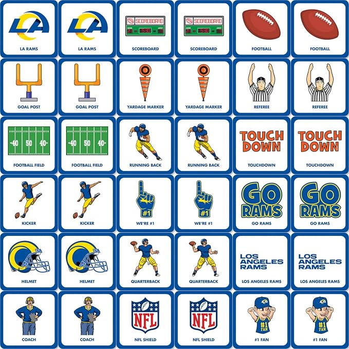 Masterpieces Officially Licensed NFL Los Angeles Rams Picture Matching Card Game for Kids and Families
