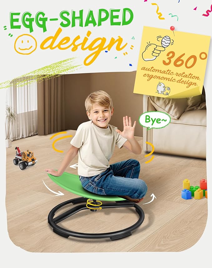 FERUERW Spinning Chair for Autistic Kids, Autism Sensory Products | Sensory Toy Gifts for Children with ADHD/Autism, 220LBS Weight Capacity, Training Body Coordination, 3+ Years (Light Green)