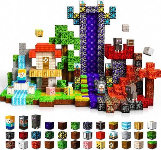100 PCS 0.8in Magnetic Blocks - Magnet Toys for Kids, Magnetic Building Blocks Cubes, Stacking Magnets, School STEM Toys Birthday Gifts for Boys and Girls Age 3+ Years Old (Theme: Portal)