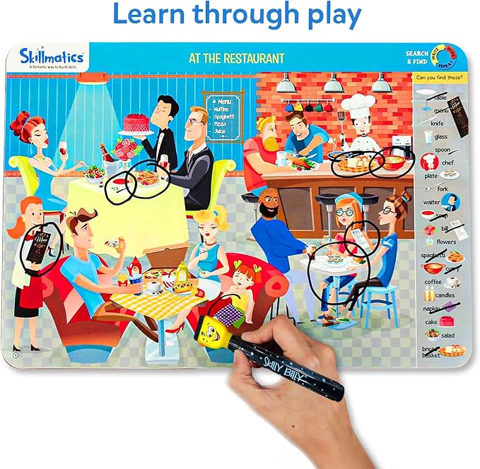 Skillmatics Search and Find – Preschool Learning Activity, Gift for Kids | Reusable Write & Wipe Mats, Art & Crafts, Build Vocabulary, Screen-Free, Educational Toy for Toddlers & Kids Ages 3, 4, 5, 6