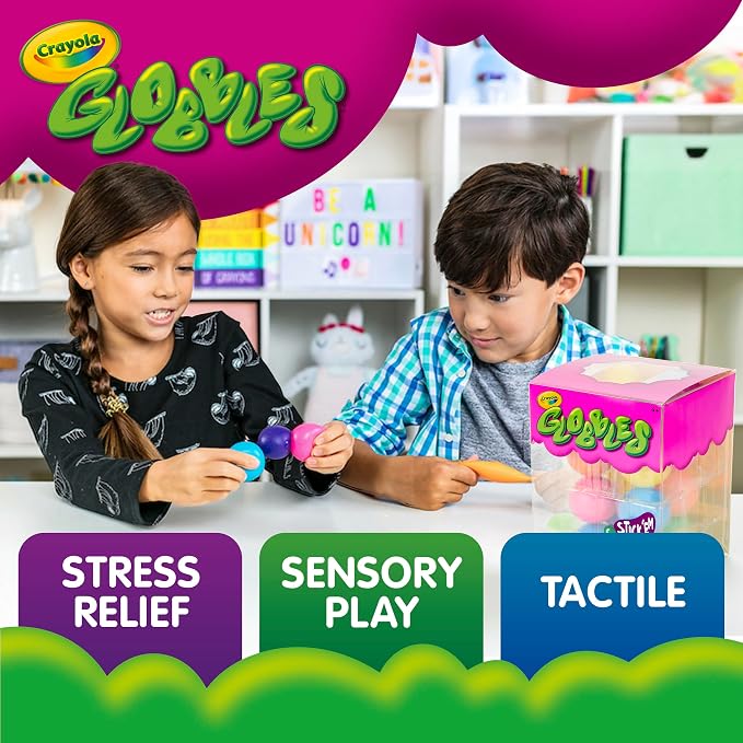 Crayola Globbles Squish Toys (16ct), Sticky Stress Ball for Adults & Kids, Squishy Balls, Calming Sensory Gift for Stress Relief