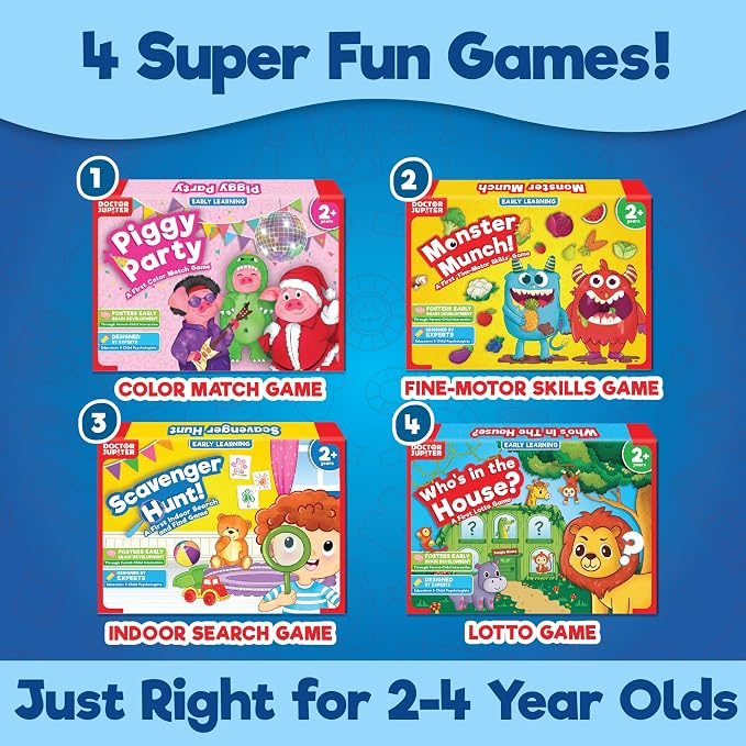 Doctor Jupiter My Big Box of Games for Kids Ages 2-3-4 Years Old | Birthday Gift for Boys & Girls Ages 2,3,4, My Big Box of Games, Montessori Educational Toy, Learning Activity Set