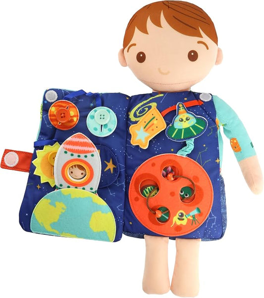 Max the Astronaut – 2-in-1 Soft Activity Doll & Busy Book | Screen-Free Travel Plush Toy with Tethered Pieces for Toddlers and Preschoolers ages 1–4 by Aleni Brands