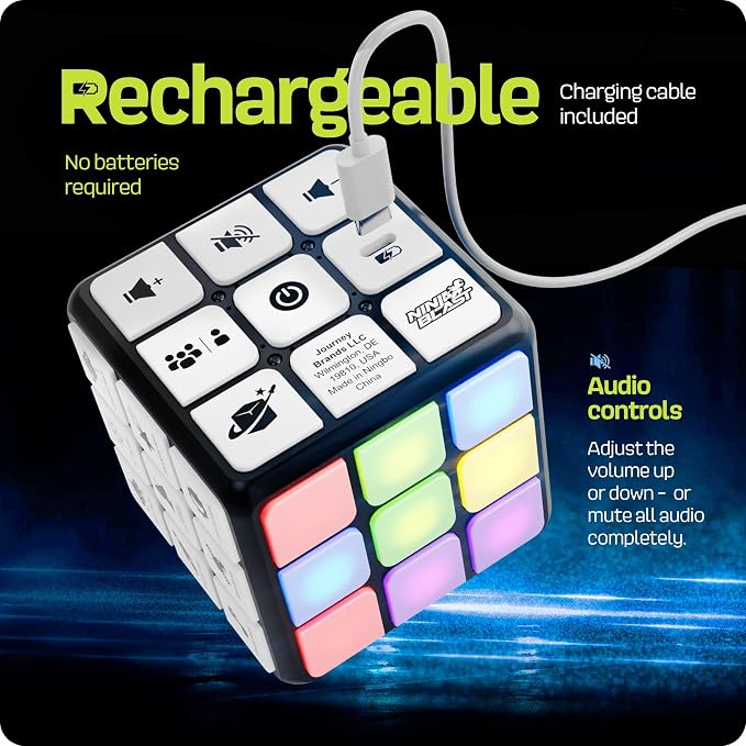 Rechargeable Game Activity Cube - Toys for Boys and Girls - 9 Fun Brain & Memory Games - Birthday Gifts for Age 6, 7, 8, 9, 10, 11, 12 Year Old Kids Teens - Best Boy Toy Gift Ideas