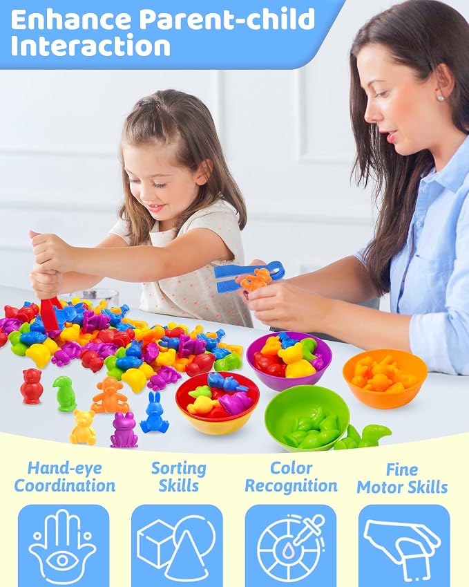Counting Animals Montessori Toys for 3 4 5 Years Old, Learning Toys Gifts | Sensory Toy for Kids with Autism, Counting Bears, Preschool Sensory Bin Filler, Educational Toy for 3 Year Old, Toddler Gifts