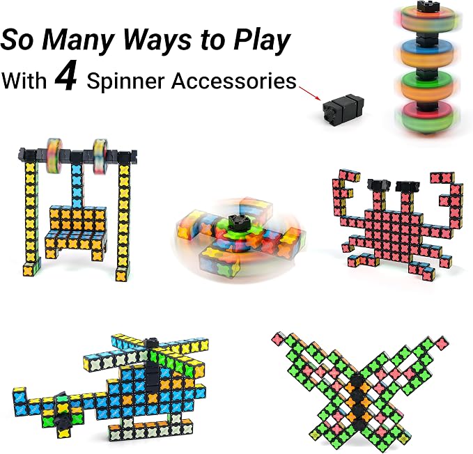 TOSY Magnet Cube 4x4 - 560 Magnets, 70 Blocks, 8 in 1 Toy: Puzzle Cube Game, Creative Building Blocks, Transformable Fidget Spinner, Infinity Cube, Magnet Tiles, UV Flashlight, Glowing STEM/STEAM Toy