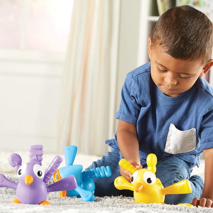 Learning Resources Fine Motor Peacock Pals - Toddler Montessori Toys, Sorting Stacking and Matching Shape Skill Activities, Color Recognition, Gifts for Boys and Girls