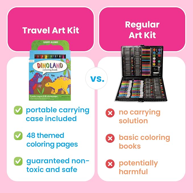 Ooly Kids Coloring Book 9 Jumbo Crayon Kit - Safari | Ages 3+, Easy Grip, Handle Carry, Great for Car and Airplane Travel, Fun Gift