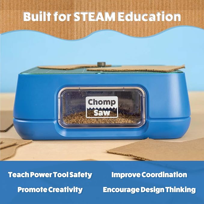 Chompshop ChompSaw Cardboard Cutter, Kid-Friendly Power Tool, Ages 5+ | No Sharp Blades, Screen-free Creative Play, 100-120V AC, Ready to Use and Award-Winning STEAM Toy