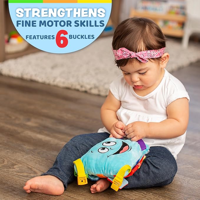Buckle Toy, Bubbles Square, Learning Activity, Easy Travel Toy For Toddlers | Develop Motor Skills and Problem Solving, Travel Toy Perfect Car Travel Accessories for Long Trips