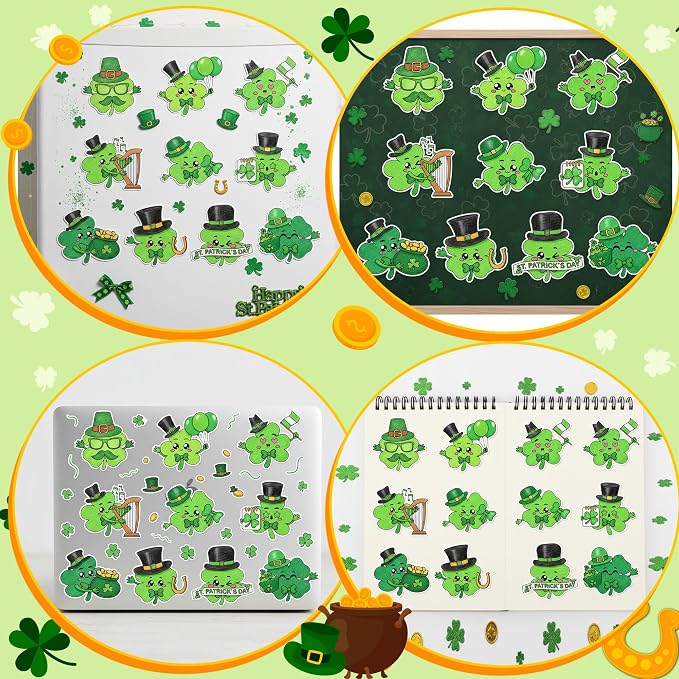 X1zuue 30Pcs St. Patrick's Day Color Your Own Magnets Art Crafts for Kids | Lucky Clover Cute Face Blank Coloring Magnets for Holiday Irish Party School DIY Activities Fridge Whiteboard Decor Supplies