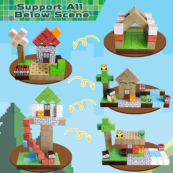 Magnetic Blocks-100PCS Magnetic Building Blocks Magnetic Tiles Stacking, Build Magnet Forest Set, STEM Montessori Sensory Toys for Kids Boys Girls Ages 3 4 5 6 7 8 9 10 Christmas Birthday Gifts