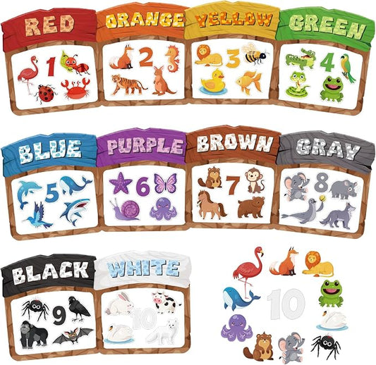 10Pcs Magnetic Color Sorting Cute Animal Fridge Magnets for Kids | 60 Toddler Soft Magnets for Refrigerator Early Education Toddler Color Sorting Shape Matching Boys Girls Gifts