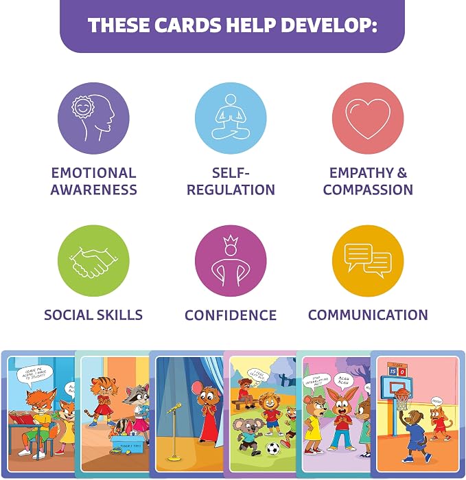 Who What Why Feelings Conversation Cards for Kids, Social SEL Game, Ages 4+ | Emotional regulation, social skills, therapy flash cards, communication, feelings recognition, classroom, counseling and home